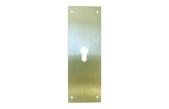 PLACA CERRADURA BOCA PERA 90X250MM LATÓN MATE