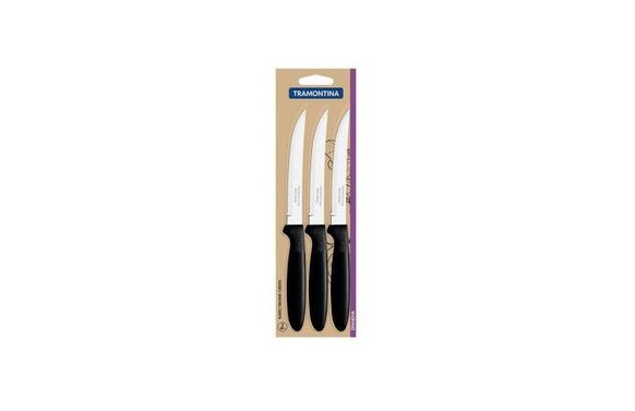CUCHILLO CHULETERO IPANEMA SET 3 PZS INOX MANGO ABS NEGRO 21,3CM