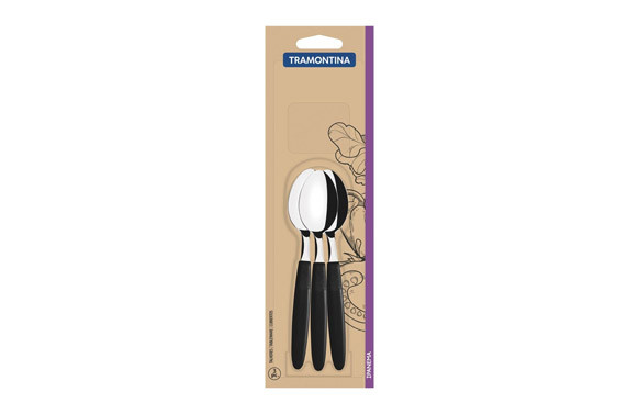 CUCHARA MESA IPANEMA SET 3 PZS INOX MANGO ABS NEGRO 19CM