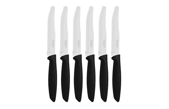 CUCHILLO COCINA DENTADO INOX MANGO ABS 6 UDS 12CM MANGO NEGRO