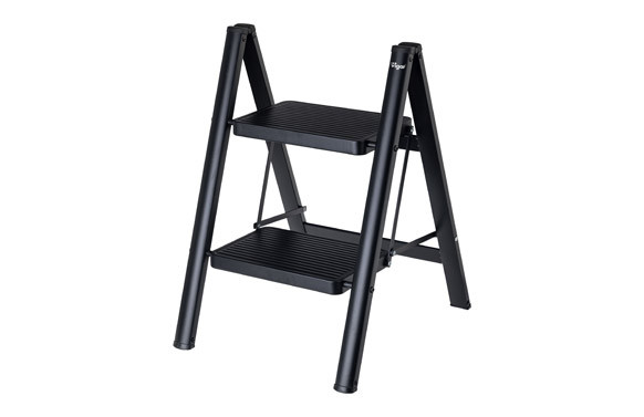 TABURETE ESCALERA ACERO 2 PELDAÑOS NEGRO