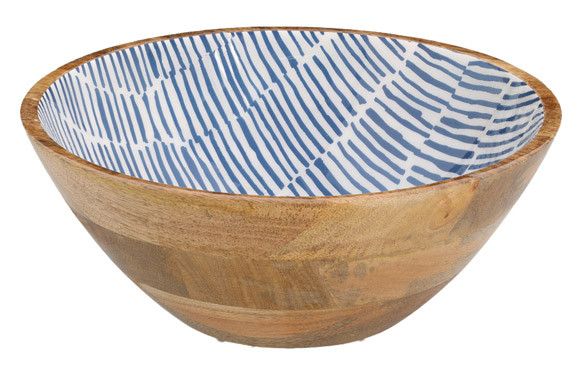 ENSALADERA ALTA MADERA DECORADA ESMALTADA Ø 25CM AZUL