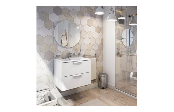 MUEBLE LAVABO 60 CM SIN ESPEJO 2 CAJONES SUSPENDIDO