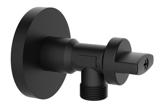 VALVULA ESCUADRA AMERICA TECH LARGA 1/2\" - 3/8\" 90º, NEGRA