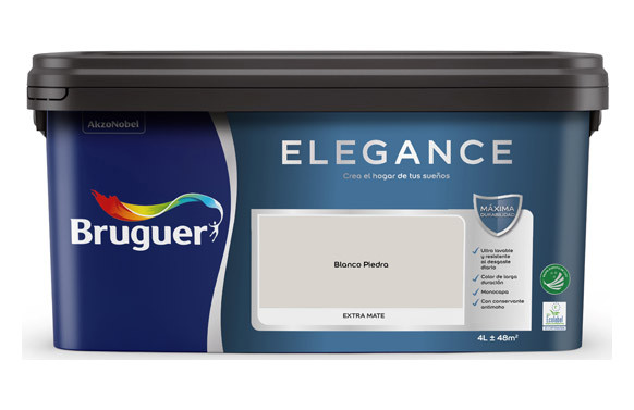 PINTURA PLASTICA INTERIOR MONOCAPA ELEGANCE MATE 4 L NEUTROS ATEMPORALES BLANCO PIEDRA