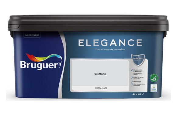PINTURA PLASTICA INTERIOR MONOCAPA ELEGANCE MATE 4 L NEUTROS ATEMPORALES GRIS NEUTRO