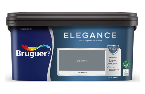 PINTURA PLASTICA INTERIOR MONOCAPA ELEGANCE MATE 4 L NEUTROS ATEMPORALES GRIS SOMBRA