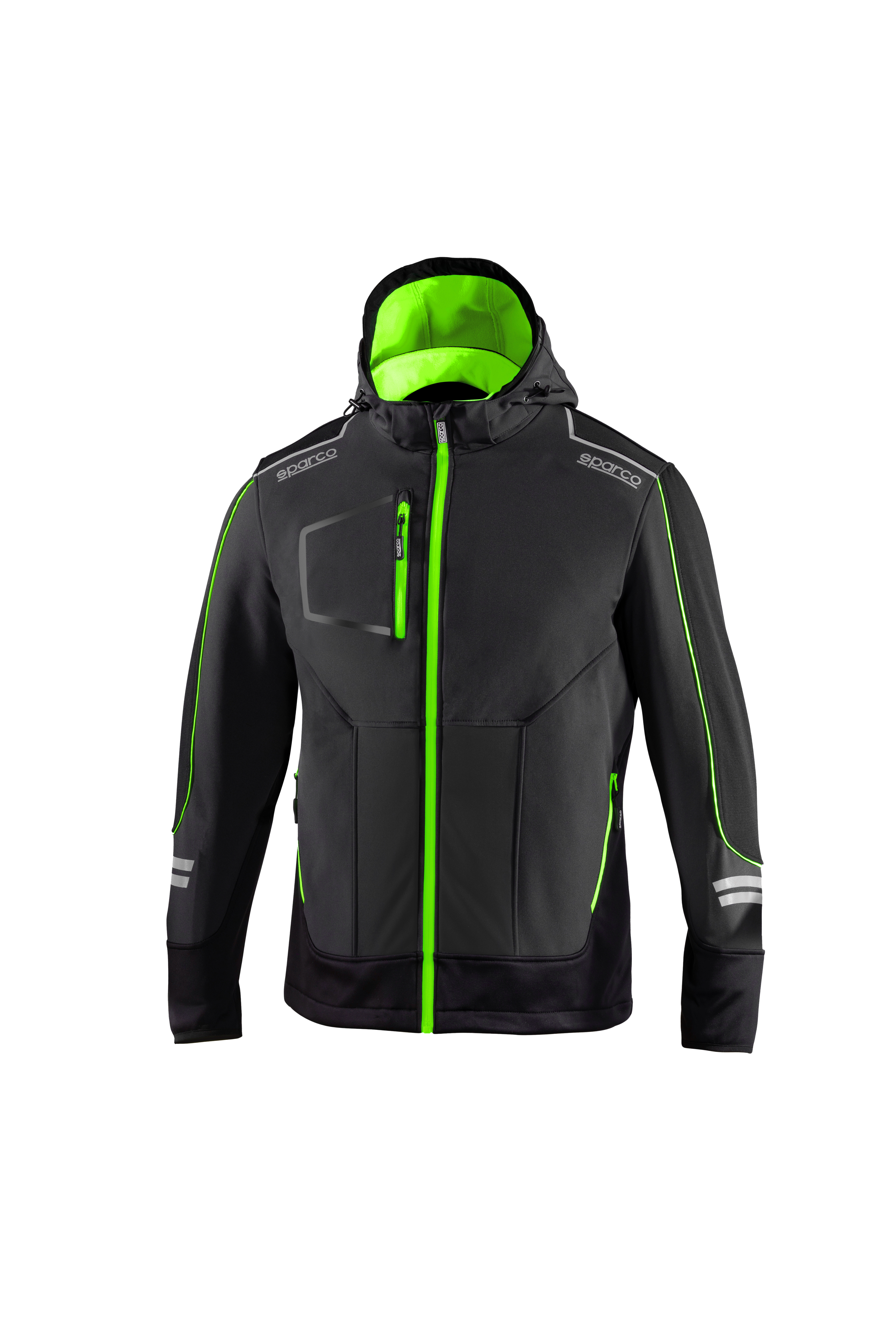 CHAQUETA SOFTSHELL TÉCNICA 330 GR GRIS/VERDE FLUOR YORK TALLA S