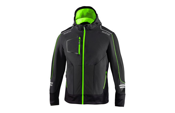 CHAQUETA TECH SOFTSHELL GRIS / VERDE FLUOR TALLA M