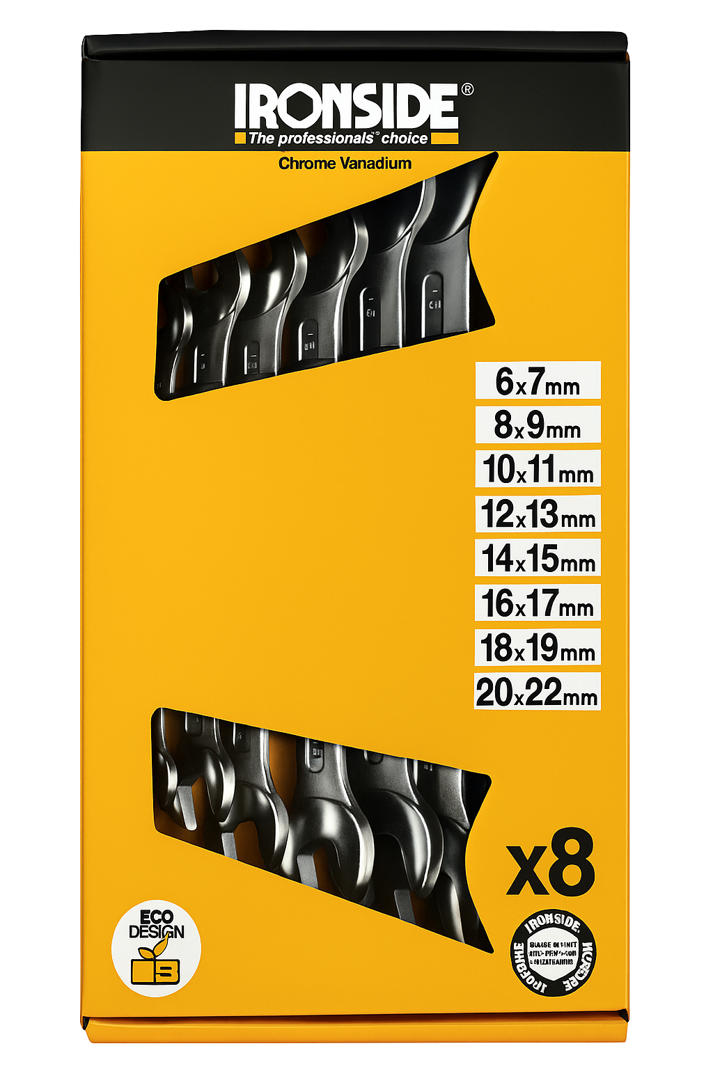 JUEGO LLAVES BOCA DOBLE 8 PIEZAS DE 6X7 A 20X22MM