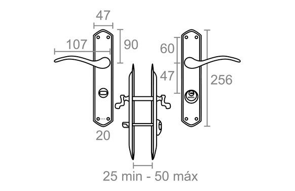MANILLA CONDENA JUEGO 47MM DERECHA NIQUEL SATINADO 202
