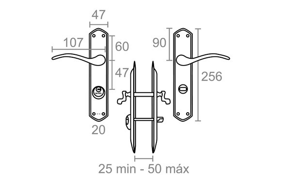 MANILLA CONDENA JUEGO 47MM DERECHA NIQUEL SATINADO 202