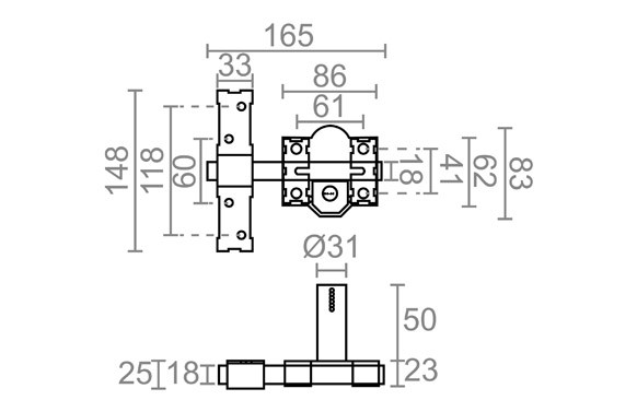 CERROJO SOBREPONER 86L/50MM LATON SATINADO CRR11
