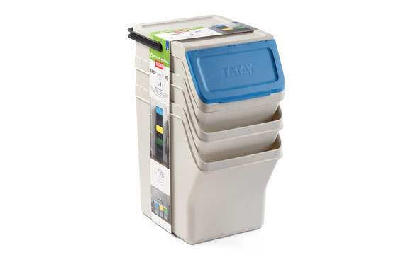 CUBO RECICLAJE MODULAR 3 UNIDADES BLANCO 35X27X36CM