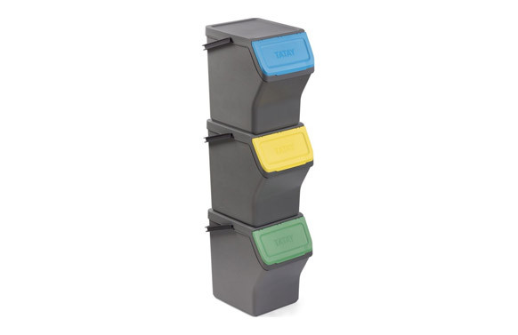 CUBO RECICLAJE MODULAR 3 UNIDADES GRIS ANTRACITA