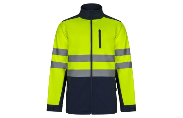 CAZADORA SOFTSHELL ALTA VISIBILIDAD NAVY / AMARILLO TALLA XL