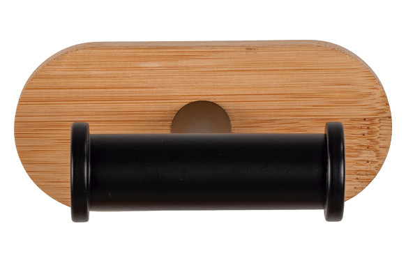PERCHA DE ACERO INOX TURBO-LOCK DUO OREA BAMBOO, NEGRO/NATURAL