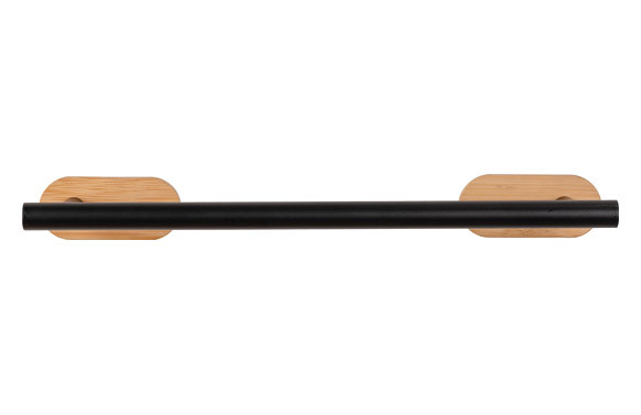 TOALLERO DE BARRA ACERO INOX 40 CM TURBO-LOCK DUO OREA BAMBOO, NEGRO/NATURAL