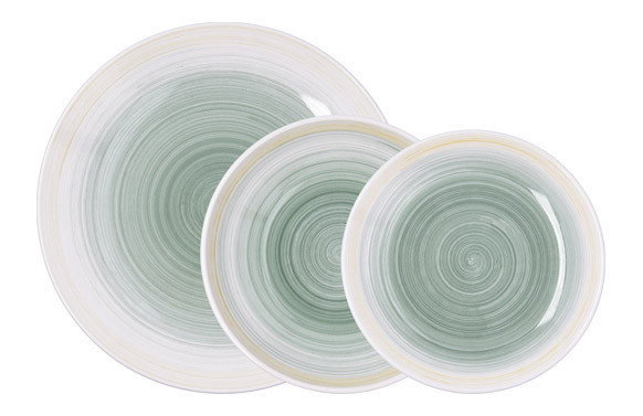 VAJILLA CERAMICA 18 PZAS VELVET LEMON VERDE QD