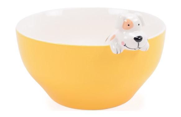 BOL CERAMICA PERRO AMARILLO 0,55L 14X16X9,7CM