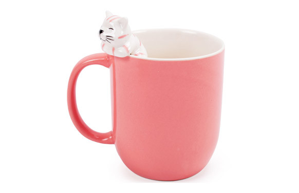 MUG CERAMICA GATO ROSA 0,39CL 8,6X12,4X12,6CM