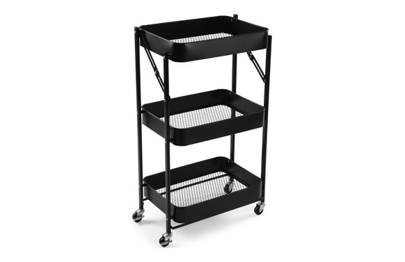 CARRO MULTIUSOS METALICO 3 ESTANTERIAS NEGRO 45X29,5X77CM
