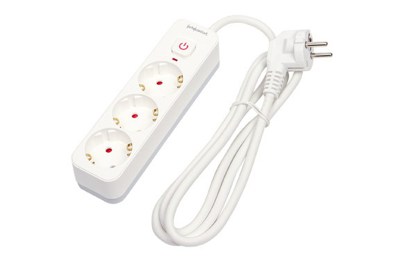 BASE MULTIPLE CON INTERRUPTOR BLANCO 3 TOMAS 1,5MT