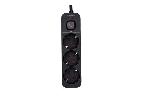 BASE MULTIPLE CON INTERRUPTOR NEGRO 3 TOMAS 3MT