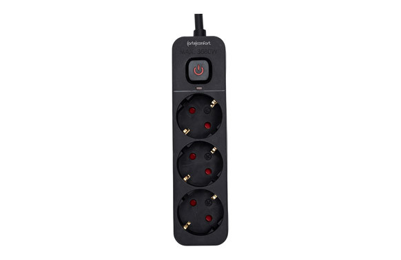 BASE MULTIPLE CON INTERRUPTOR NEGRO 3 TOMAS 5MT