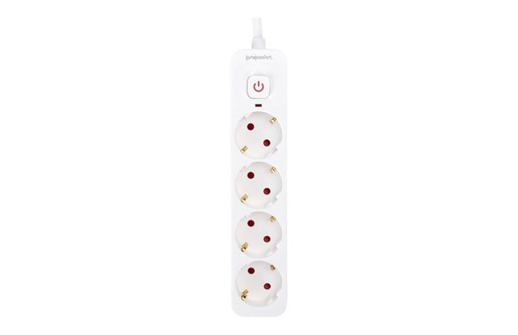 BASE MULTIPLE CON INTERRUPTOR BLANCO 4 TOMAS 3MT