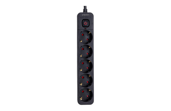 BASE MULTIPLE CON INTERRUPTOR NEGRO 5 TOMAS 3MT