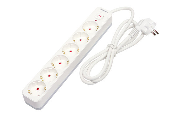 BASE MULTIPLE CON INTERRUPTOR BLANCO 6 TOMAS 1,5MT