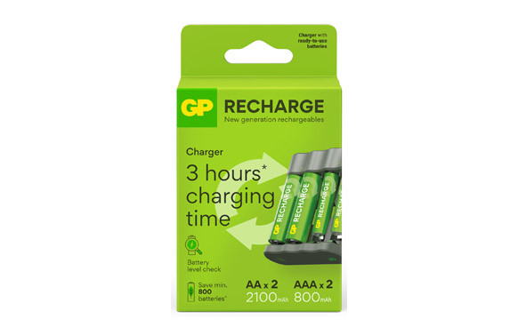 CARGADOR RECHARGE AA-AAA 2 PILAS AA 2100MAH + 2 PILAS AA 2100 MAH