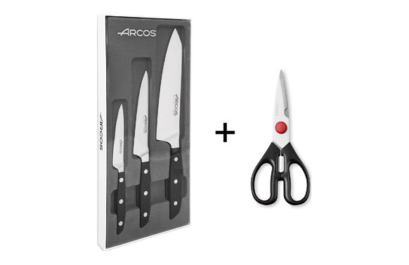 CUCHILLO FORJADO MONDADOR + COCINERO 26 + COCINERO 33\'3 MANHATTAN + TIJERA