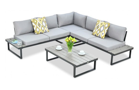 CONJUNTO RINCONERO ACERO CON MESA BAJA NAPOLES