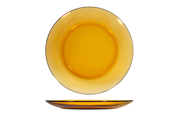 PLATO VIDRIO AMBAR 6 UNIDADES LLANO 23,5CM