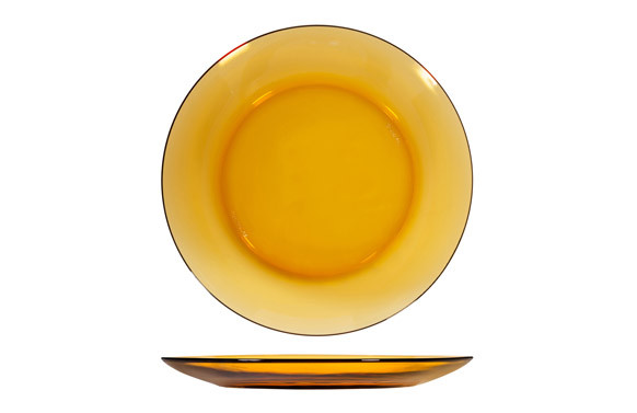 PLATO VIDRIO AMBAR 6 UNIDADES POSTRE 19CM
