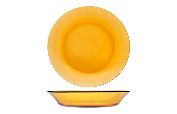 PLATO VIDRIO AMBAR 6 UNIDADES HONDO 19,5CM