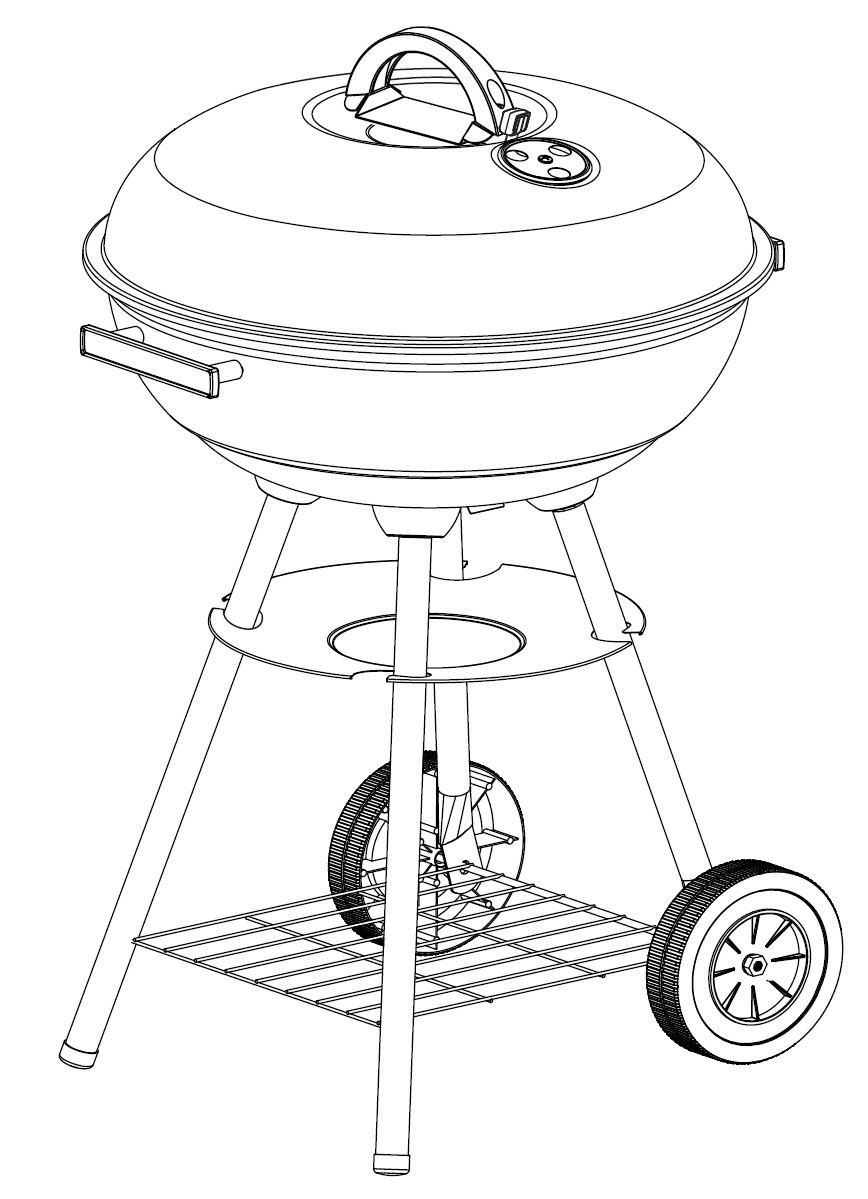 BARBACOA CARBON REDONDA CON RUEDAS 53,5X46X75CM