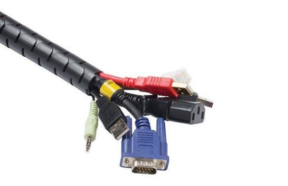 ORGANIZADOR DE CABLES TUBO ESPIRAL CON APLICADOR D-LINE 2,5M Ø25MM NEGRO