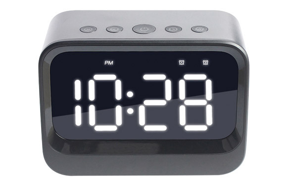RELOJ DESPERTADOR NEGRO CON BLUETOOHT