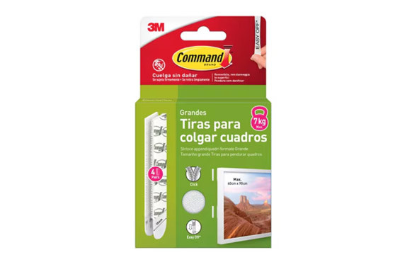TIRAS ADHESIVAS PARA CUADROS 8 TIRAS GRANDE BLANCA