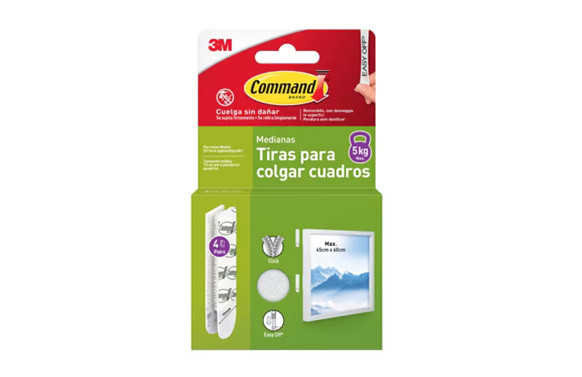 TIRAS ADHESIVAS PARA CUADROS MEDIANA BLANCA