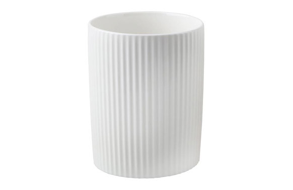 BOTE PORCELANA GRABADA UTENSILIOS COCINA BLANCO RAYAS