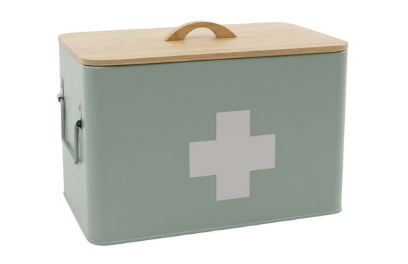 BOTIQUIN METALICO L TAPA MADERA VERDE 32,5 X 19 X 22,5CM