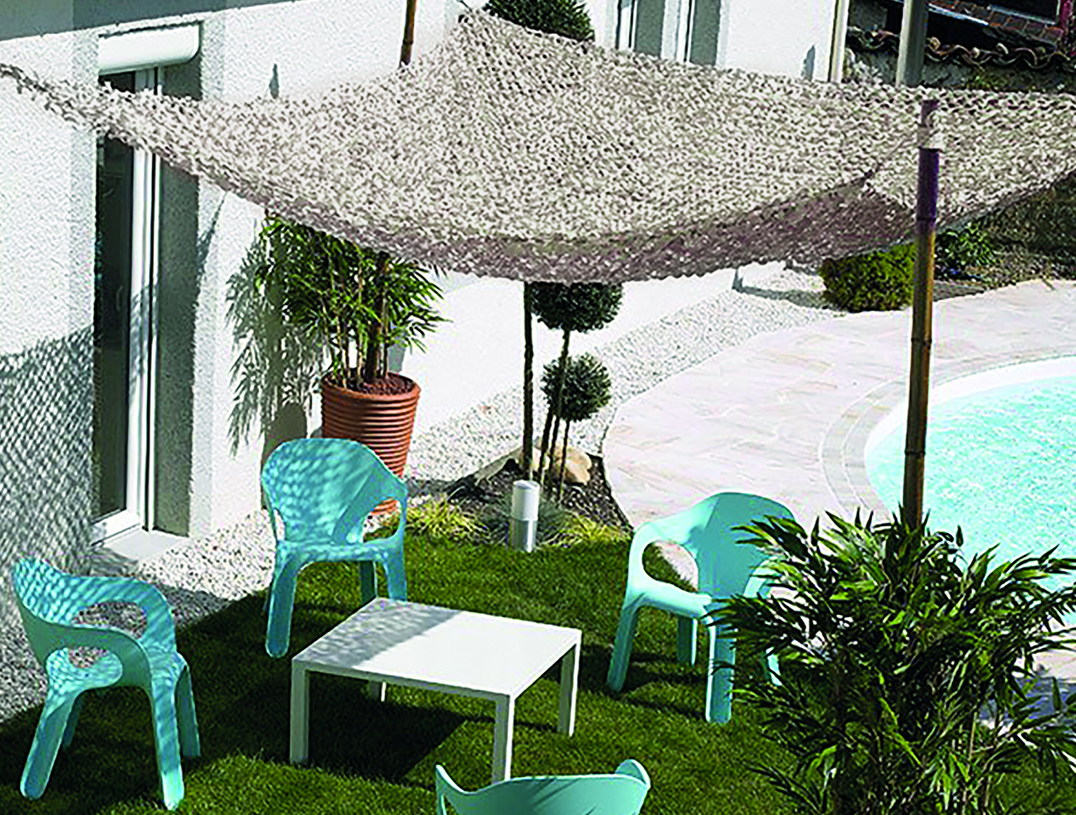 TOLDO VELA SOMBREO RECTANGULAR CAMUFLAJE 03X04M BLANCO ROTO