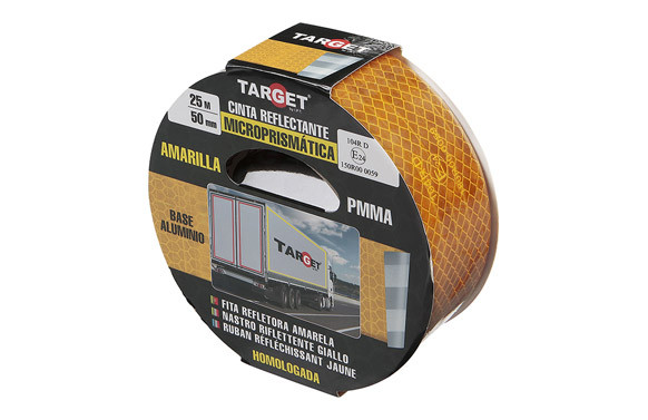 CINTA ADHESIVA SEÑALIZACIÓN REFLECTANTE 25MTX50MM AMARILLA CON BASE DE ALUMINIO