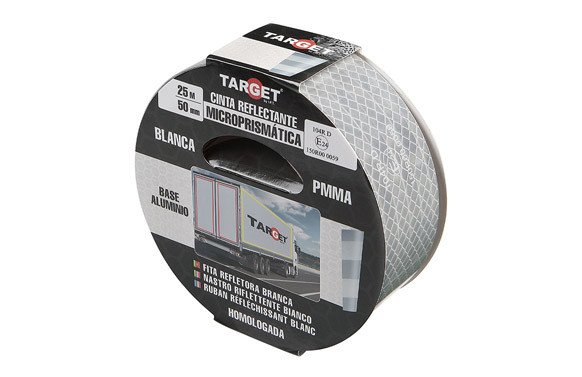 CINTA ADHESIVA SEÑALIZACIÓN REFLECTANTE 25MTX50MM BLANCA CON BASE DE ALUMINIO