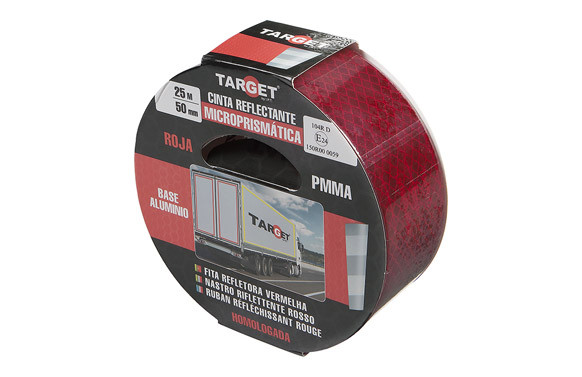 CINTA ADHESIVA SEÑALIZACIÓN REFLECTANTE 25MTX50MM ROJA CON BASE DE ALUMINIO