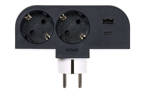 ADAPTADOR GIRATORIO 2 TOMAS USBA+USBC BLANCO 30W